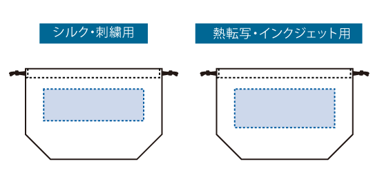 印刷可能範囲(厚手コットンポーチ巾着(M)ナチュラル)