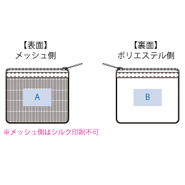 印刷可能範囲（メッシュフラットポリポーチ（SS））