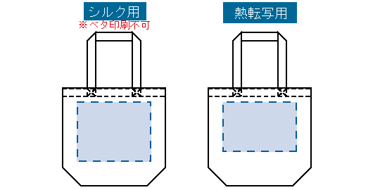 印刷可能範囲(【アウトレット】シャンブリックキャンバストート(L))