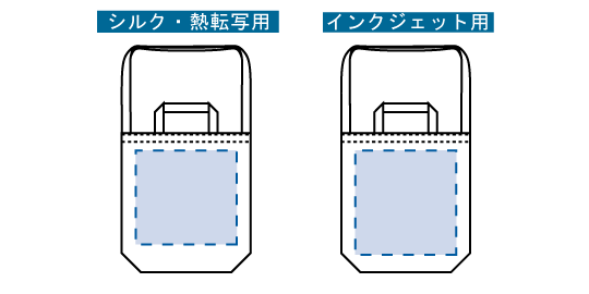 印刷可能範囲(オーガニックコットンキャンバスWスタイルバッグ ナチュラル)