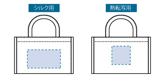 印刷可能範囲(ジュートスクエアパイピングトート(M))