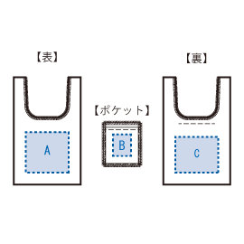 印刷可能範囲(ワッシャーナイロンマルシェバッグ(M))