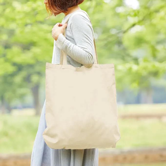 厚手コットンラウンドボトムバッグ(L)ナチュラル
