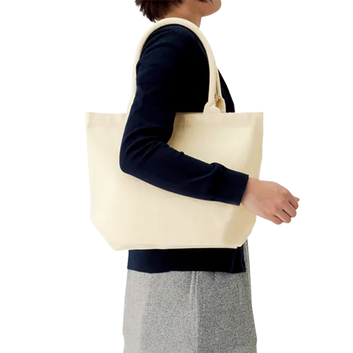 厚手キャンバスパイプハンドルトート(M)ナチュラル